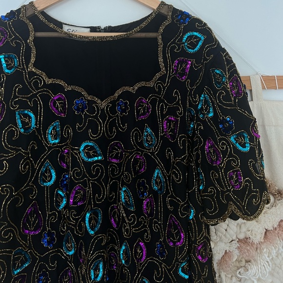 Vintage sequins short sleeves top - Picture 4 of 4